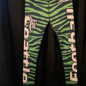 Blue & green Zebra print Seattle Seahawks XL leggings